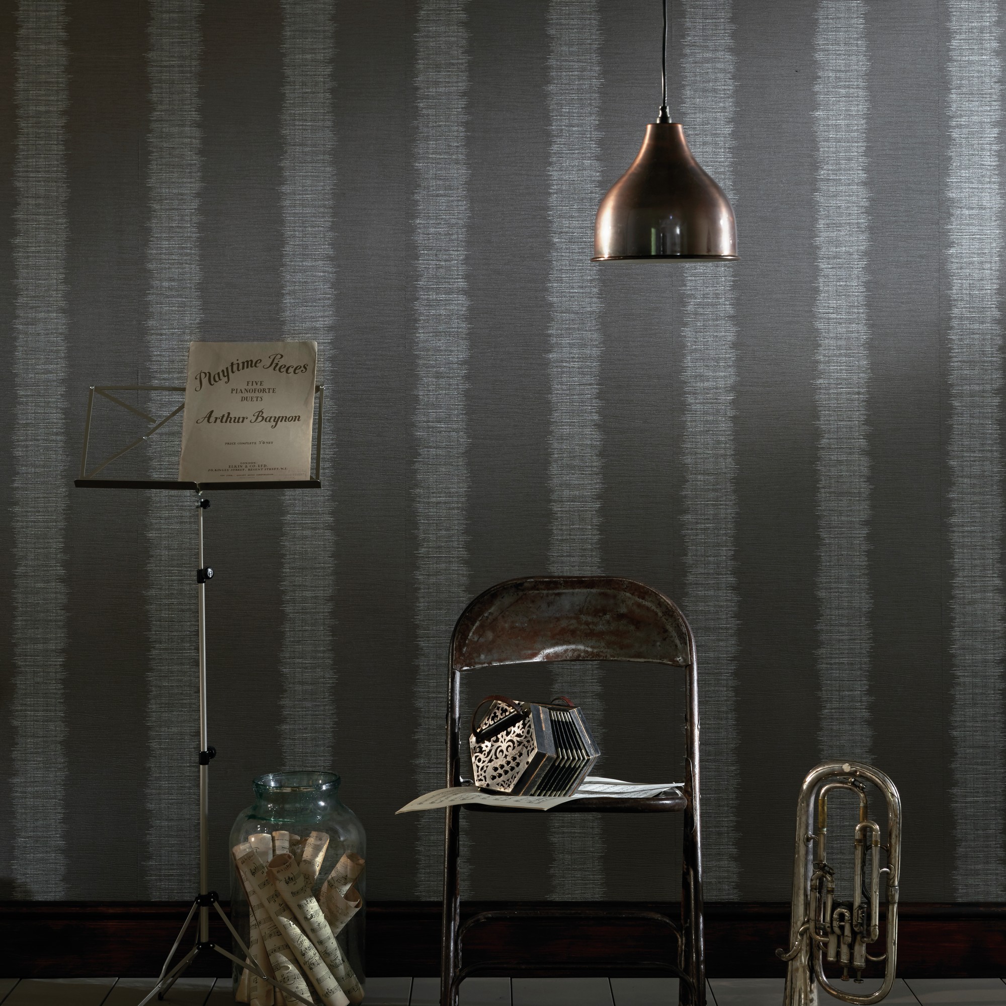 Echo Wallpaper W0055 02 By Clarke And Clarke In Granite Grey